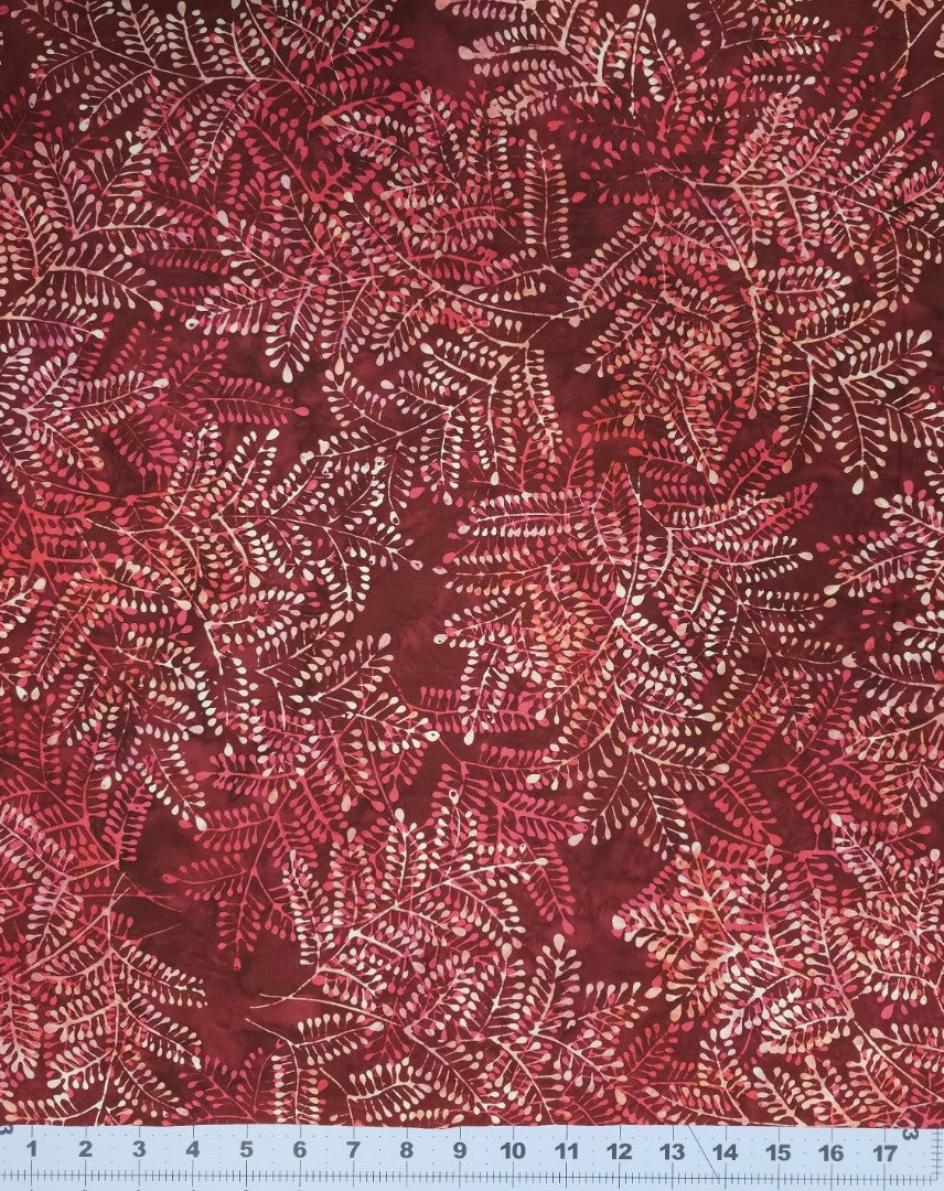 Burgundy Fern - Bali Batik by Hoffman Fabrics R2280 38