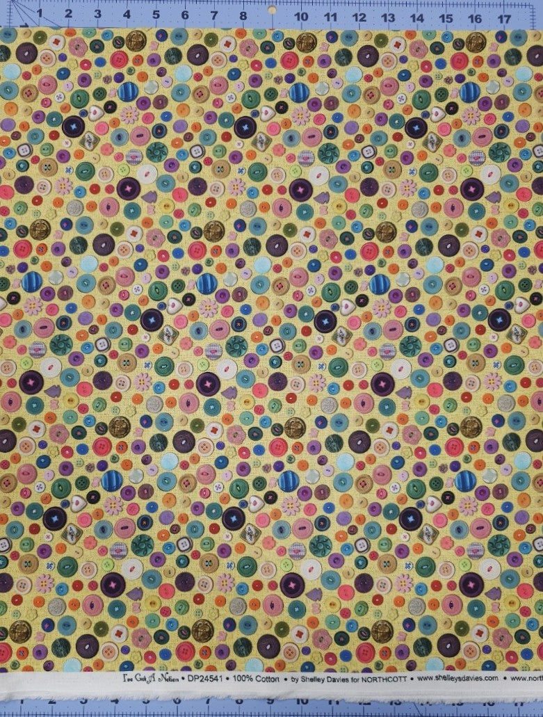 Buttons - I've Got A Notion - Yellow Multi by Shelley Davies for Northcott DP24541