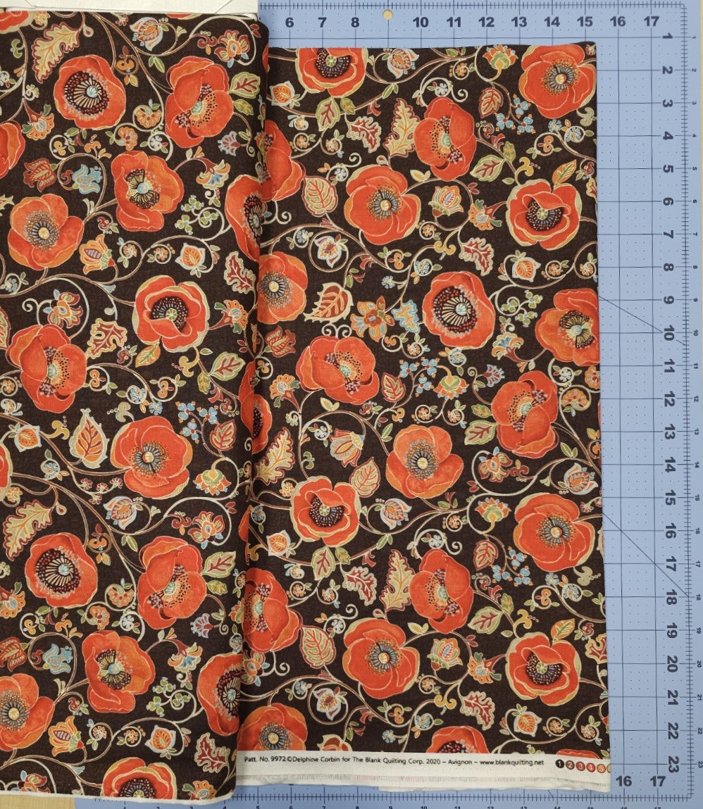 Brown Poppy by Delphine Corbin for The Blank Quilting Corp 9972