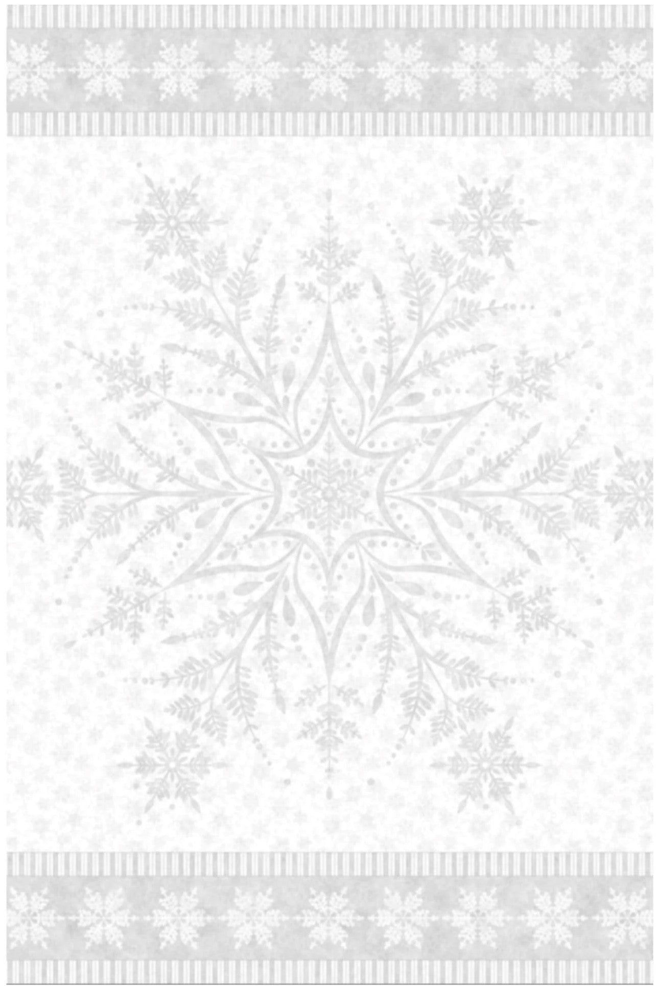 Shimmer Frost Snowflake panel White/Silver Metallic designed by Deborah Edwards for Northcott Fabrics 24194M-46
