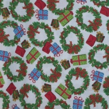 Frosty Friends Wreaths & Presents by QT Fabrics 1649-27683-Z