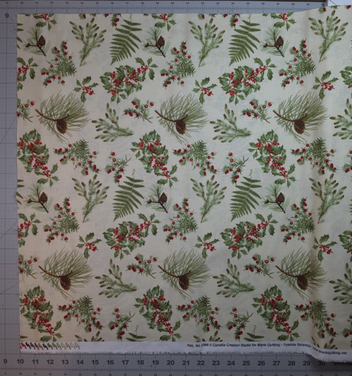 Yuletide Botanica Christmas Greenery Ivory by Blank Quilting 1066-41