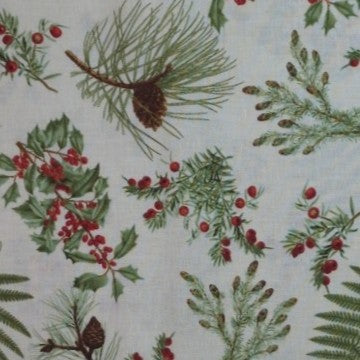 Yuletide Botanica Christmas Greenery Ivory by Blank Quilting 1066-41