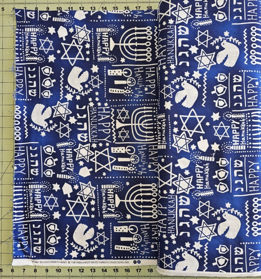 8 Days - Happy Hanukkah! - by the De Leon Design Group for Alexander Henry Fabrics 8959