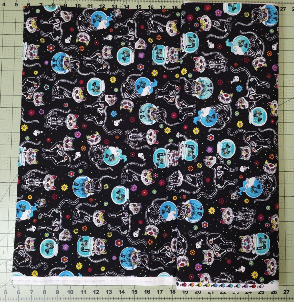 Cat (Sugar Skull) Black by Timeless Treasures C4159