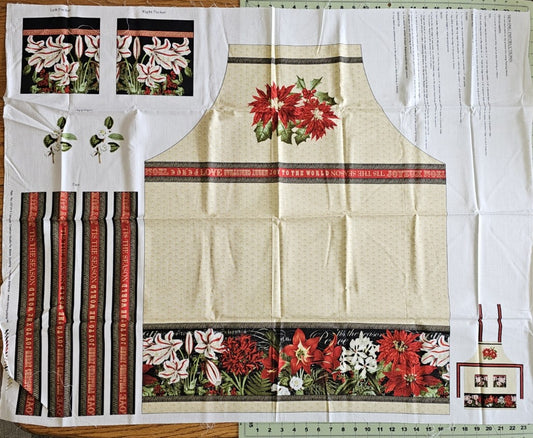 Yuletide Botanica Ivory Apron Panel by Camilla Creations Studio for Blank Quilting 1071P-41