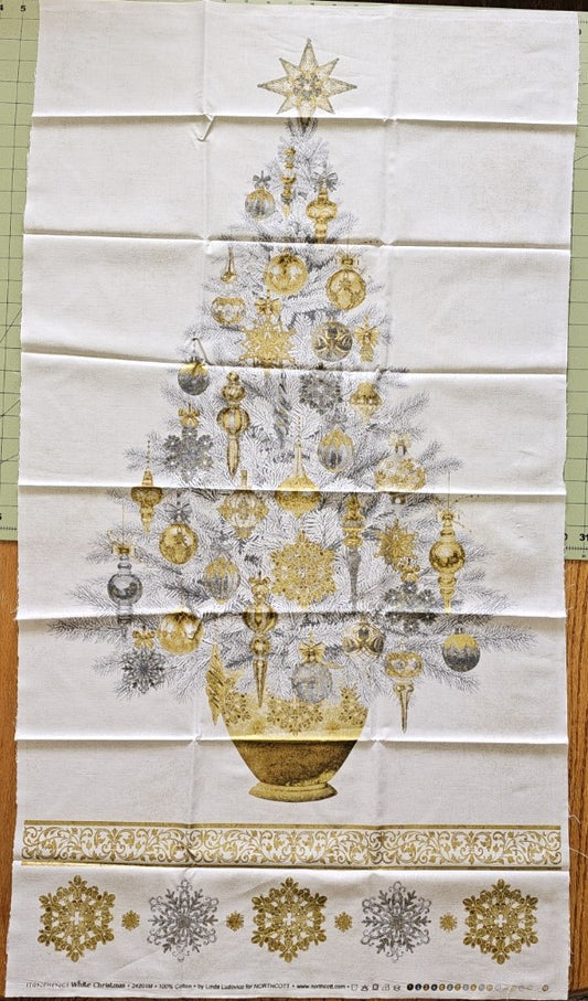 Stonehenge White Christmas panel designed by Linda Ludovico for Northcott Fabrics